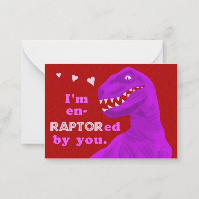 Carte De Correspondance Funny Valentines Day Dinosaur Pun pour enfants Sal (Devant)