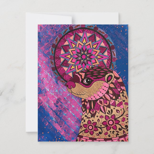 Carte De Correspondance Fushia Floral Otter (Devant)