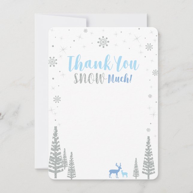 Carte De Correspondance Garçon Bleu & Argent Noël Merci (Devant)