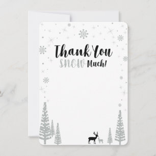 Carte De Correspondance Garçon Noir & Argent Hiver merveilleux Merci