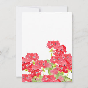 Carte De Correspondance Geraniums d'aquarelles rouges