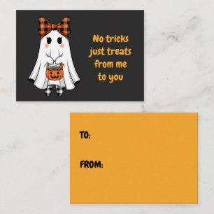 Carte De Correspondance Ghost Plaid Bow Halloween Treat