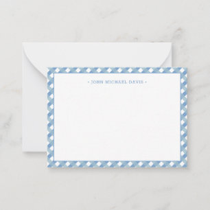 Carte De Correspondance Gingham Bleu Pastel pour Enfants