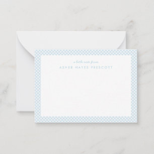 Carte De Correspondance Gingham personnalisé pour enfants bleu