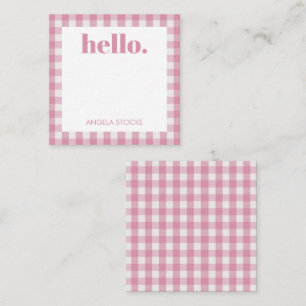 Carte De Correspondance Gingham Rose Blanc Personnalisé