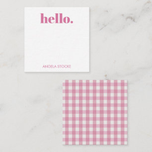 Carte De Correspondance Gingham Rose Blanc Personnalisé