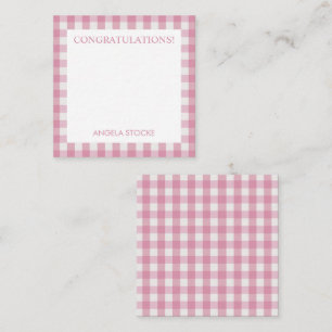 Carte De Correspondance Gingham rose et blanc personnalisé