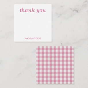 Carte De Correspondance Gingham rose et blanc personnalisé