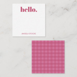 Carte De Correspondance Gingham Rose Personnalisé
