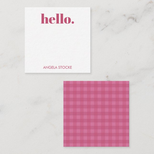 Carte De Correspondance Gingham Rose Personnalisé (Devant / Derrière)