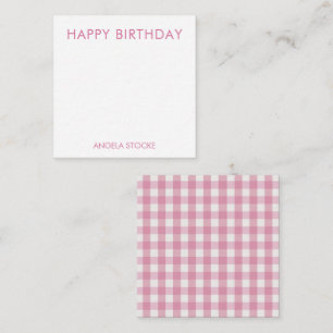 Carte De Correspondance Gingham rose personnalisé blanc