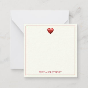 Carte De Correspondance Gingham Rouge et Crème Vintage avec Cœur