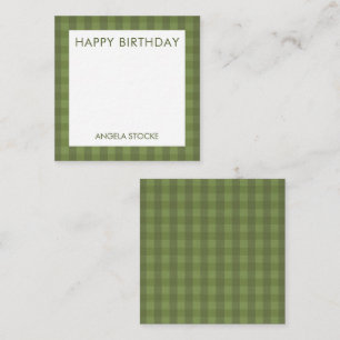 Carte De Correspondance Gingham Vert Personnalisé