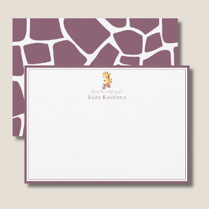 Carte De Correspondance Girafe élégante en peau de prune poussiéreuse pour