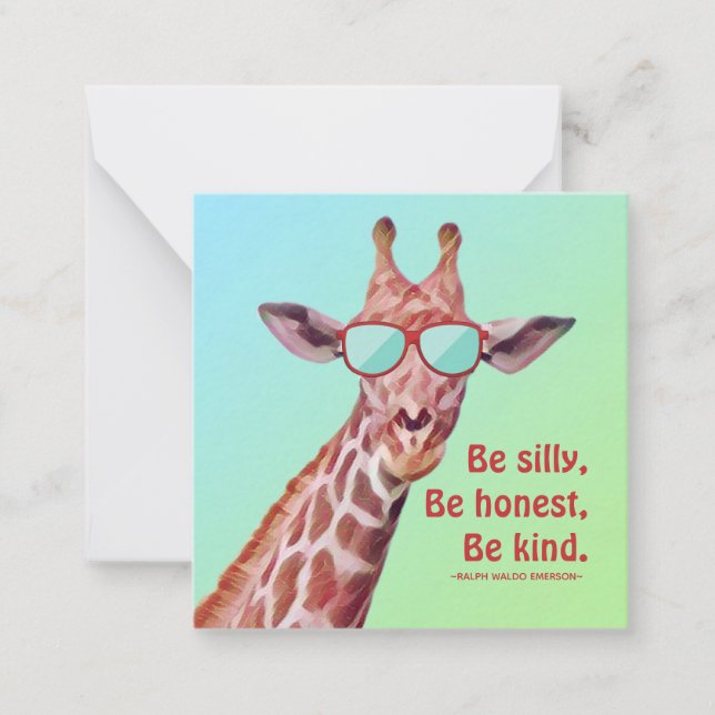 Carte De Correspondance Giraffe amusante Citation Inspirationnelle Emerson (Devant)