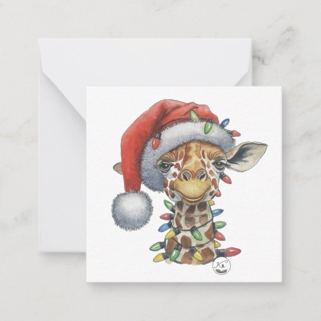 Carte De Correspondance Giraffe Festive Plat (Devant)