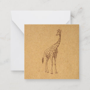 Carte De Correspondance Giraffe vintage Rustique Illustré Art animal