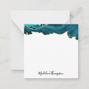 Carte De Correspondance Girls Turquoise Velvet Agate Géode Script Carré 2