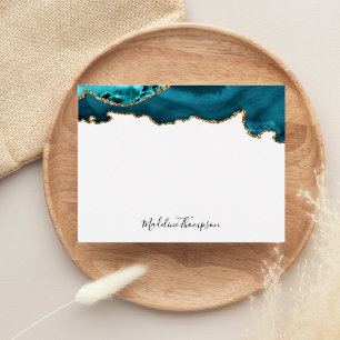 Carte De Correspondance Girls Turquoise Velvet Agate Géode Typographie de