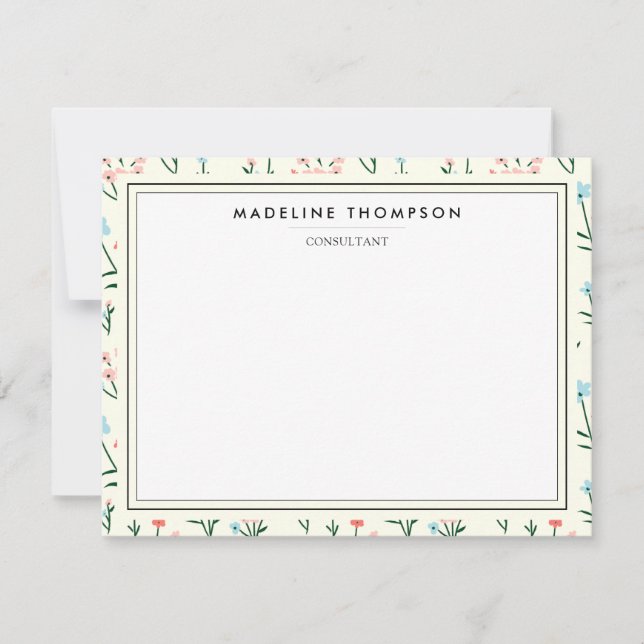 Carte De Correspondance Girly Chic Pastel Pink Blue Flowers Pattern (Devant)