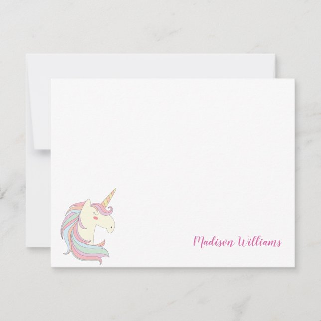 Carte De Correspondance Girly Unicorn Pony Imaginaire magique Cheval migno (Devant)