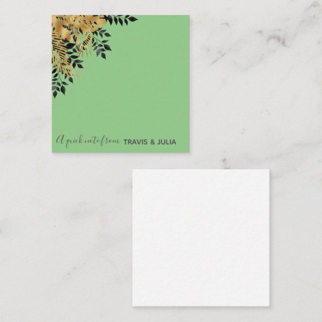 Carte De Correspondance Glam Black & Gold Tropical Feuilles (Devant / Derrière)