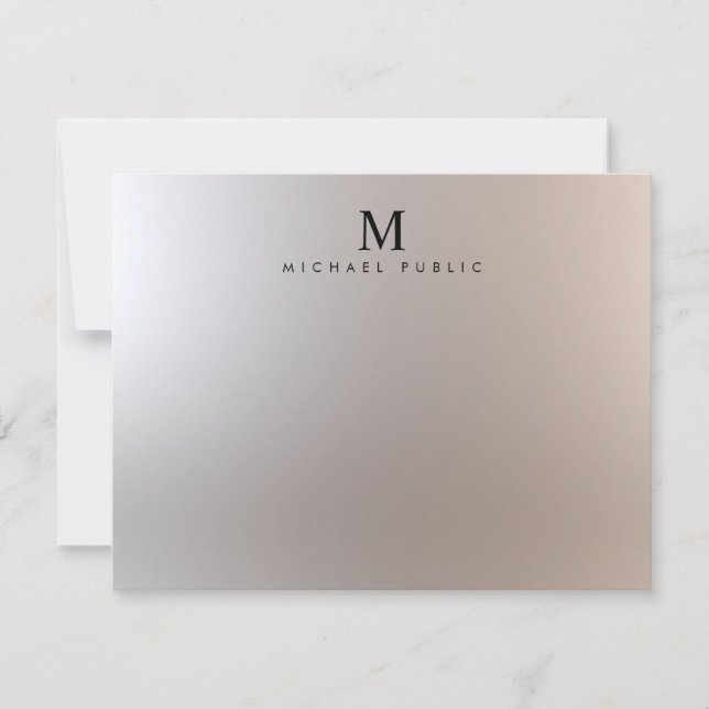 Carte De Correspondance Glamor Silver Custom Modern Élégant Monogramme (Devant)
