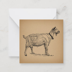 Carte De Correspondance Goat with Bell Illustration Antique Aged Brown