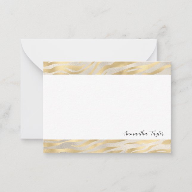 Carte De Correspondance Gold Borders Script  Personalized Flat Note Cards (Devant)
