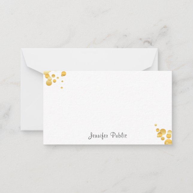 Carte De Correspondance Gold Confetti écriture manuscrite Monogramme Modèl (Devant)