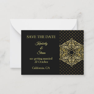 Carte De Correspondance Gold Dot Motif Et Mandala Enregistrer La Date