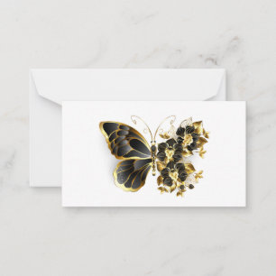 Carte De Correspondance Gold flower Butterfly with Black Orchid