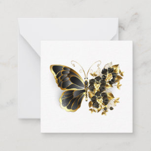 Carte De Correspondance Gold flower Butterfly with Black Orchid