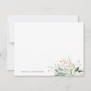 Carte De Correspondance Gold Greenery Elegant Full Names ou Couple's Names