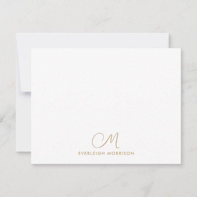 Carte De Correspondance Gold Script Monogramme Stationterie moderne (Devant)