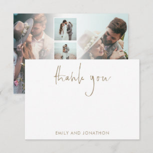 Carte De Correspondance Gold Script Name 5 Photos Mariage Merci