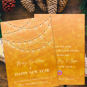 Carte De Correspondance Gold String Lights Noël Nouvel An Entreprise