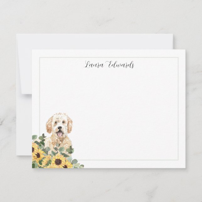Carte De Correspondance Golden Doodle tournesol Eucalyptus Personnalisé (Devant)