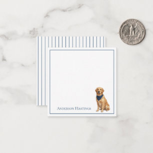 Carte De Correspondance Golden Retriever chic et rayures