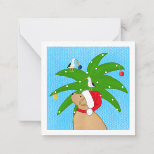 Carte De Correspondance Golden Retriever Père Noël et assistants décoratio