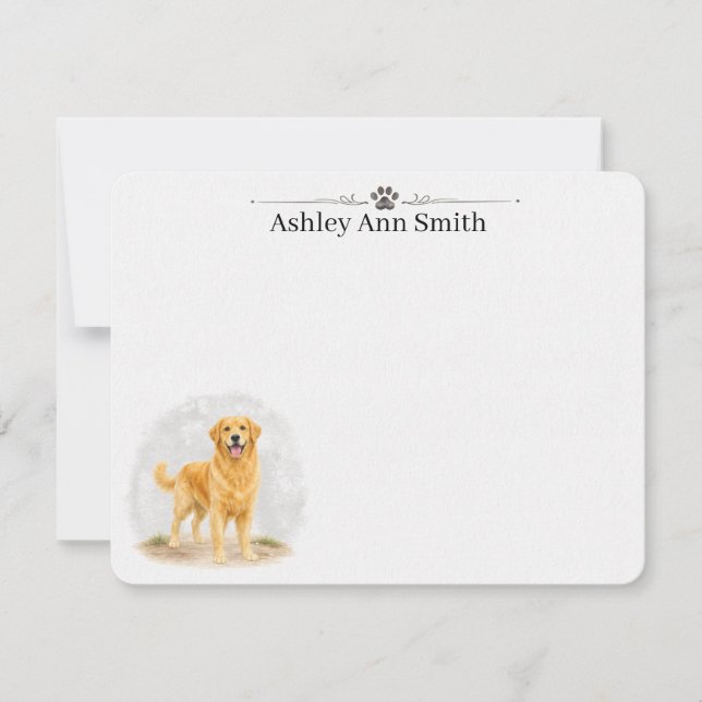 Carte De Correspondance Golden Retriever Personalized Note Card Stationery (Devant)