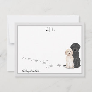 Carte De Correspondance Goldendoodle Labradoodle Chien Chien Gris Monogram