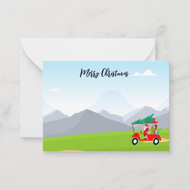 Carte De Correspondance Golf avec nom Joyeux Noël Père Noël (Devant)