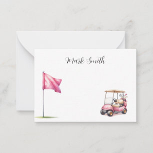 Carte De Correspondance Golf avec nom pour golfeur avec voiturette de golf
