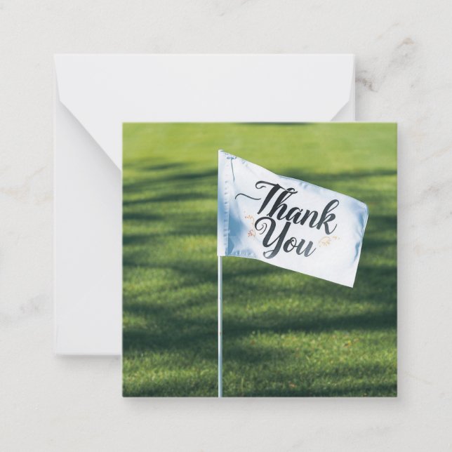 Carte De Correspondance Golfeur merci mot sur drapeau (Devant)