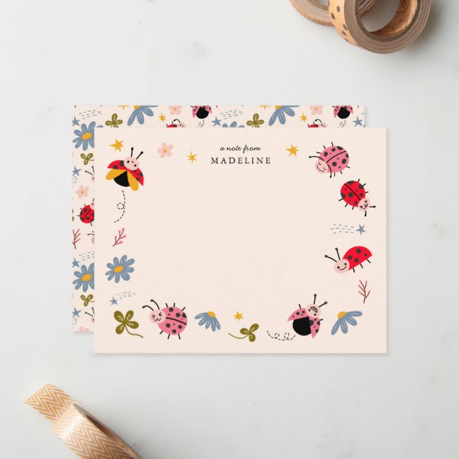 Carte De Correspondance Gote Ladybugs (Devant/Arrière en situation)