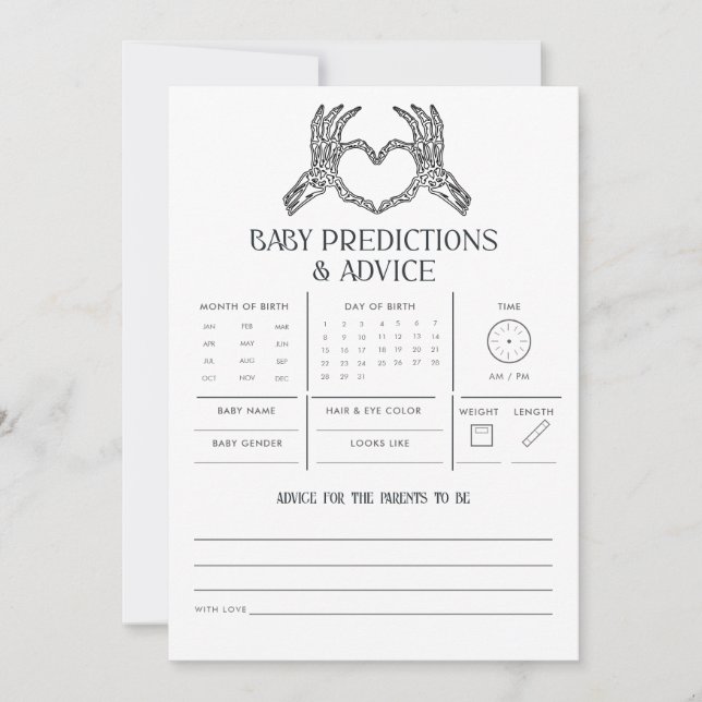 Carte De Correspondance Gothique Squelette Baby Predictions Jeu de conseil (Devant)