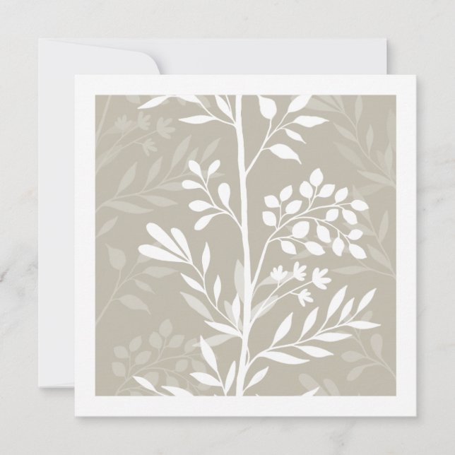 Carte De Correspondance Graceful Floral Silhouette Neutral Beige Minimal (Devant)