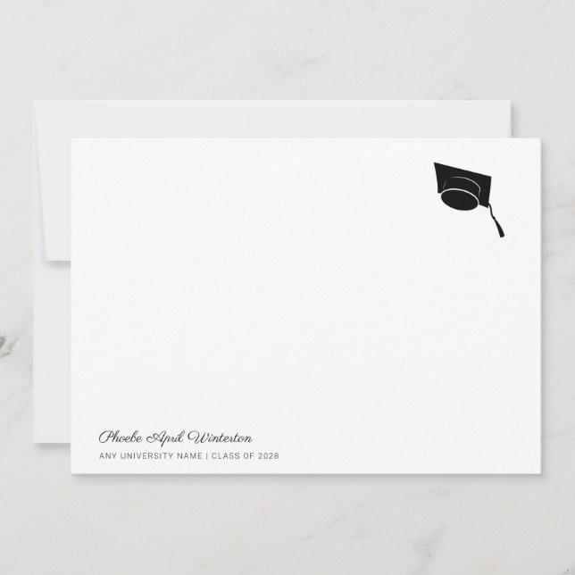 Carte De Correspondance Graduation 2024 Simple Typography Grad Casquette (Devant)