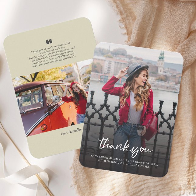 Carte De Correspondance Graduation 2025 Photo Grad Merci (Graduation 2025 Photo Grad Thank You Note Card)